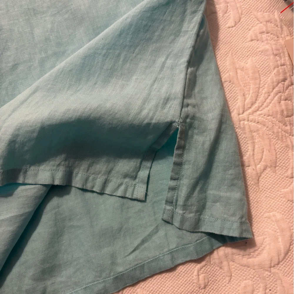 Aqua blue Charter Club 100% linen tunic with intricate nautical themed beads. - Picture 9 of 14